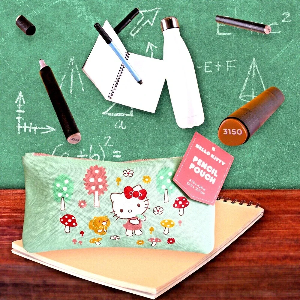 Sanrio Hello‎ Kitty School Zipper Mushroom Pencil Pouch - Mint/8.75x4.25